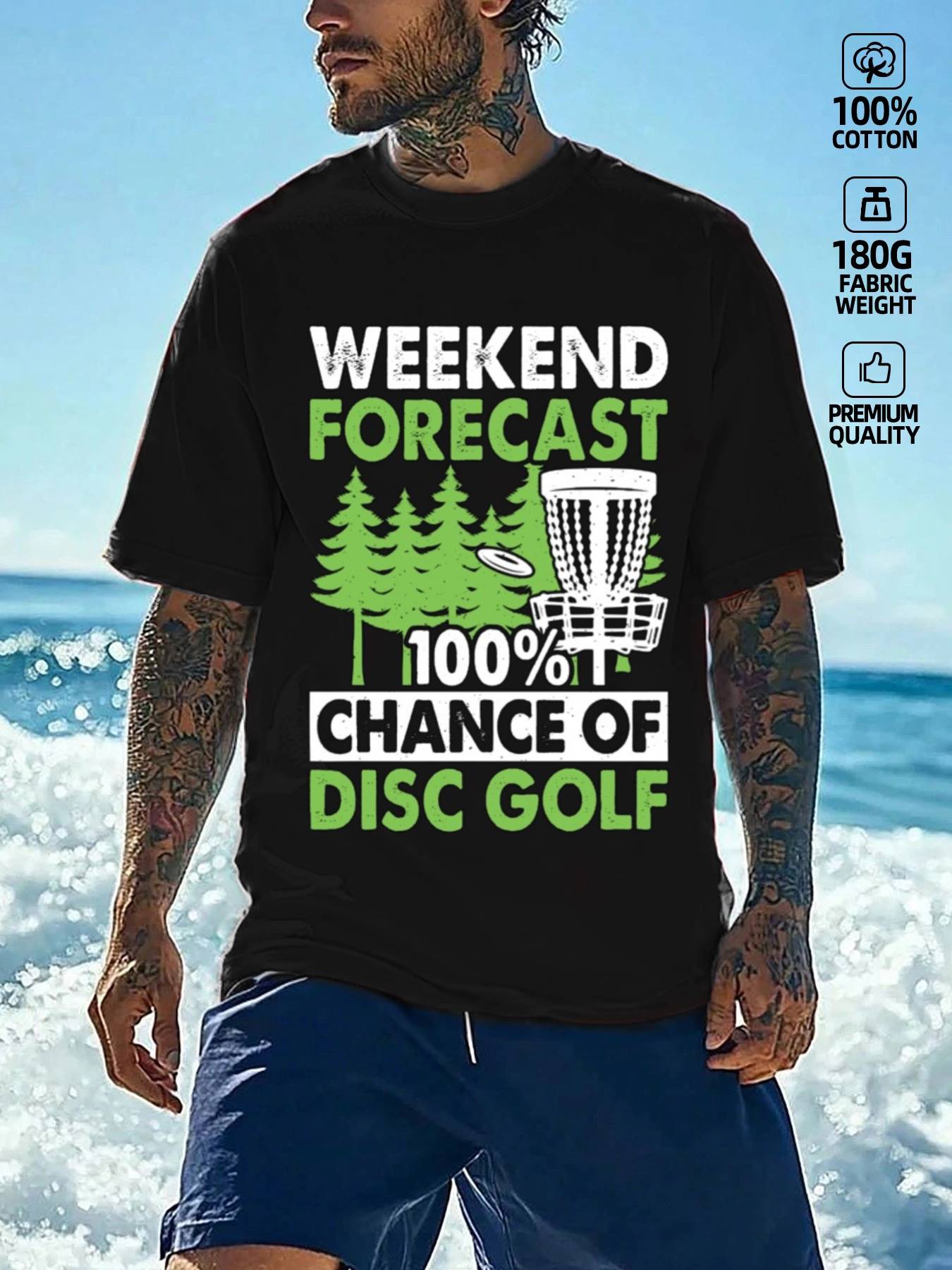 

Weekend Forecast 100% Chance of Disc Golf T-Shirt 100% Cotton O-Neck Short Sleeve Summer Casual Mens T-shirt Streetwear - Men... S разноцветный