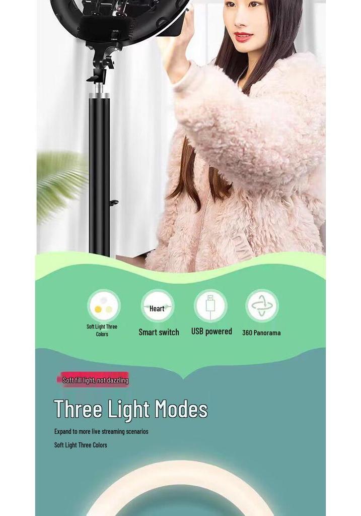 Adjustable Portable Tripod Stand with Fill Light for Live Streaming