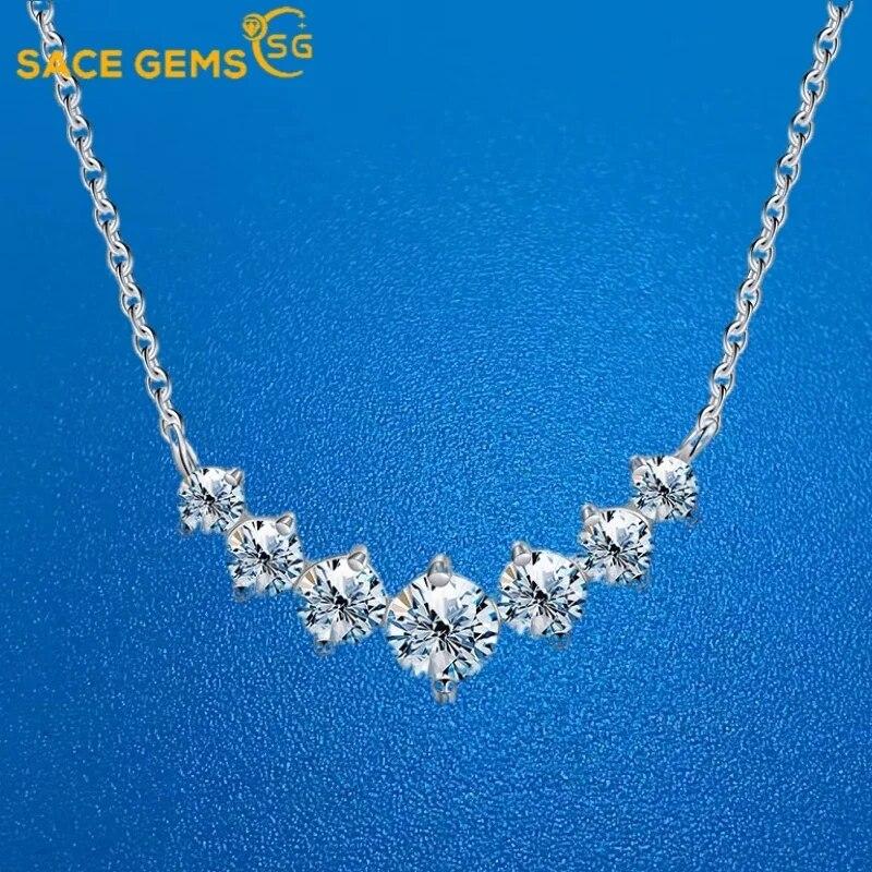 

SACE GEMS D VVS1 1,7 карат Муассаніт Діамантові кулони для жінок Блискучі прикраси для весілля GRA S925 Срібне намисто білий
