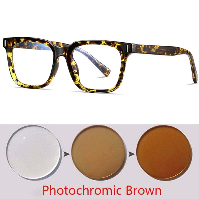 Square Photochromic Glasses Men Women Myopia Eyeglasses Students Short Sight Eyewear 0 -0.5 -1 -1.25 -1.5 -1.75 -2.0 To -6