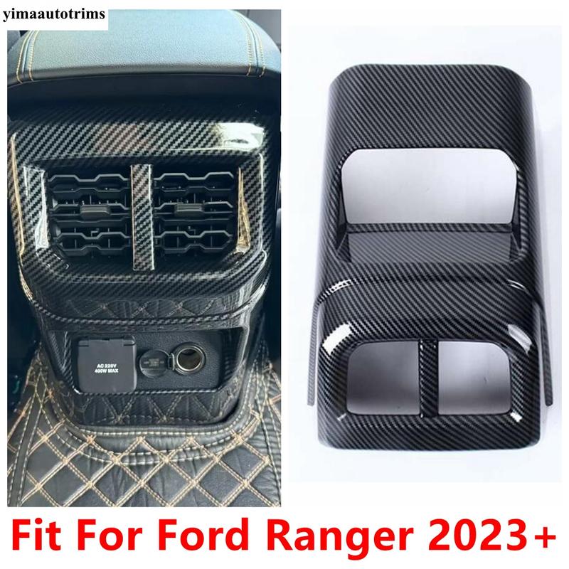 

Rear Armrest Box Air AC Conditioning Outlet Anti Kick Panel Cover Trim Carbon Fiber Accessories For Ford Ranger 2024 2025