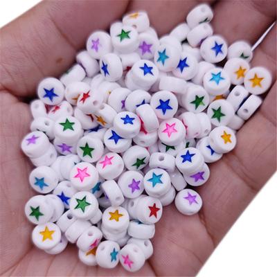 50 Stück 7mm Gemischte Stern Mond Perlen für DIY Schmuckherstellung Spacer Acrylperlen Zubehör Armband Runde Spacer Acryl
