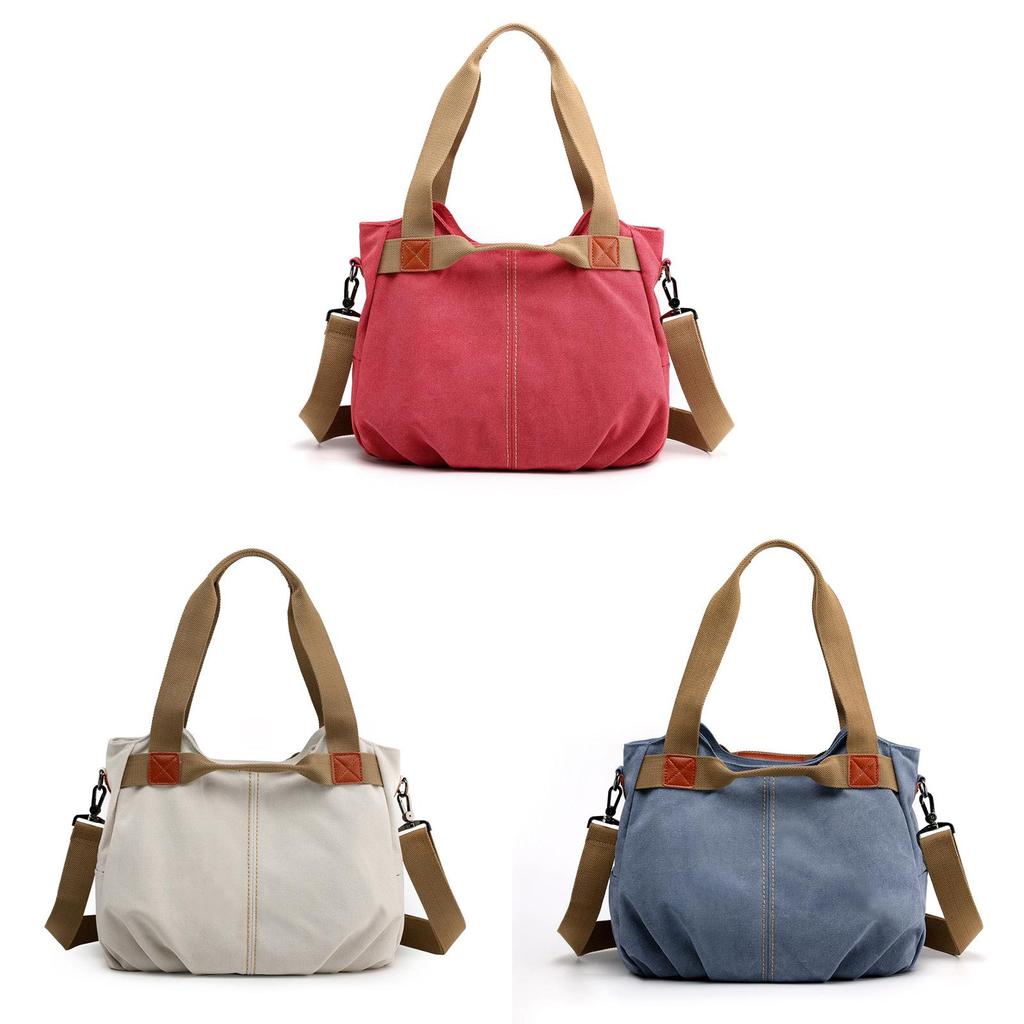 Borsa a tracolla in tela vintage da donna, ad alta capacità e dallo stile semplice, per l'uso quotidiano