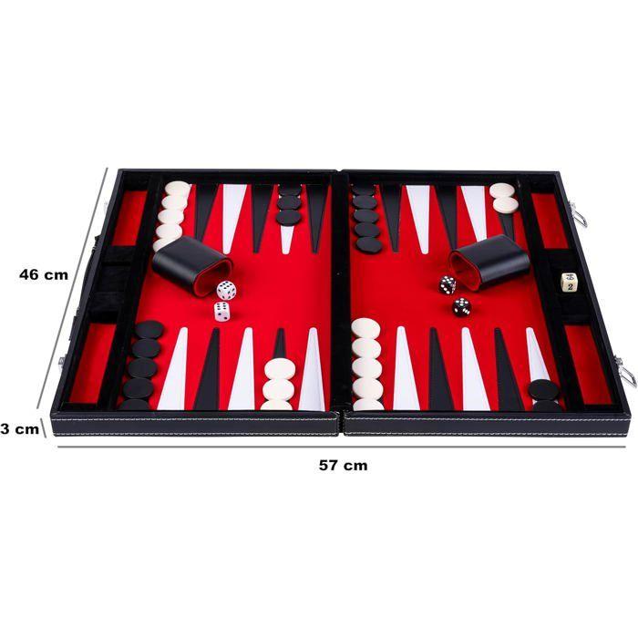 Engelhart- 250501- Backgammon surpiqué 18 pouces - rouge noir blanc