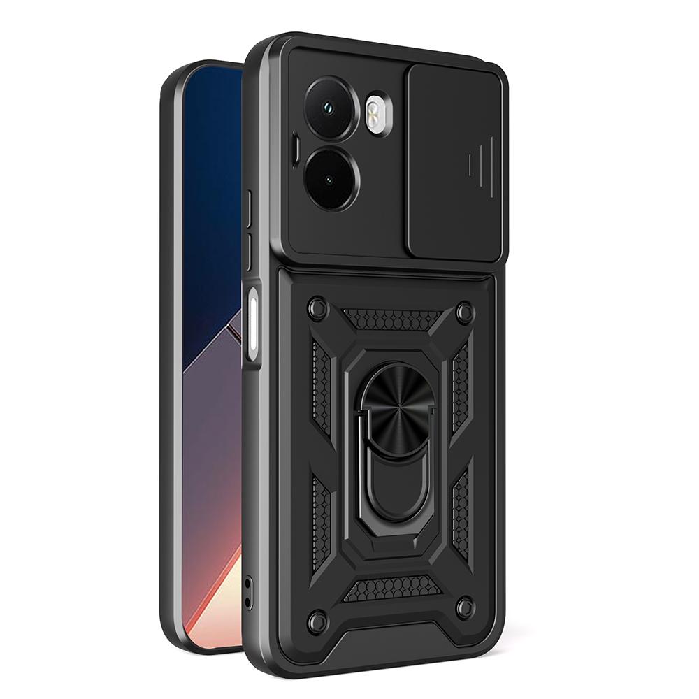 

For Xiaomi POCO M7 4G Global 169mm Case Armor Slide Camera Protection Cover for POCO M7 Plus 5G Ring Stand Shockproof Funda Capa for POCO M7 Plus 5G чёрный