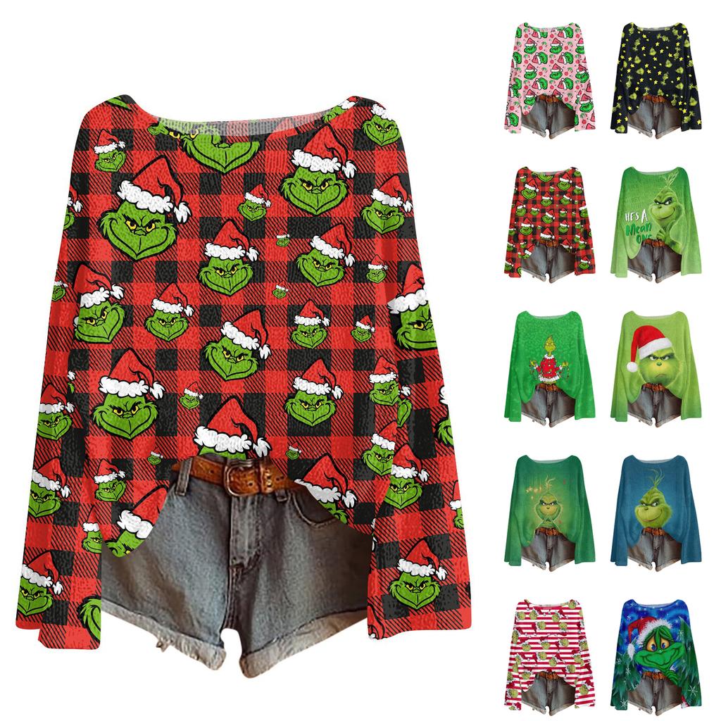 Christmas Sweatshirts For Women Knit Sweater Cute Shirt Fall Crewneck Pullover Tops