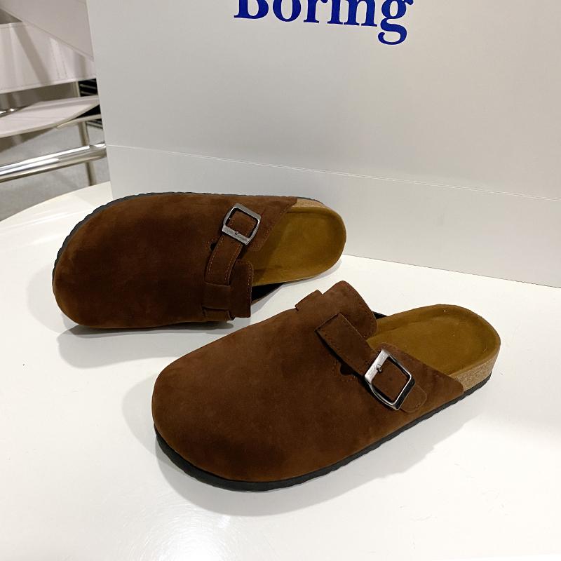 Fashion Classic Fashion Women's Suede Mules Slippers Men Clogs Cork Insole Sandals with Arch Support Outdoor Beach Slides Home Shoes