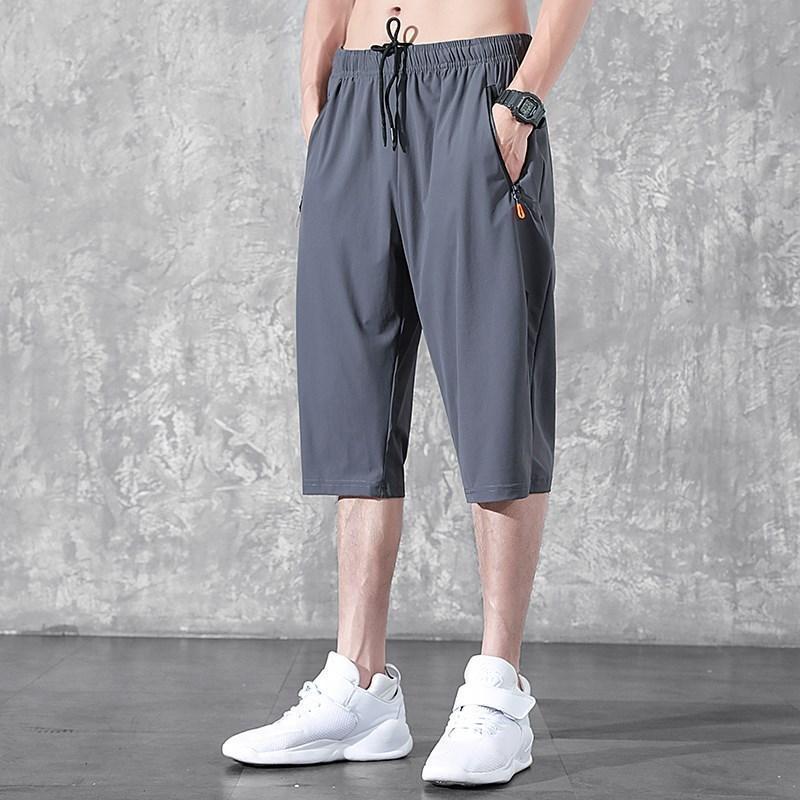 Herren Sommer Eis Seide 7/8 Weite Sporthose, Übergröße.