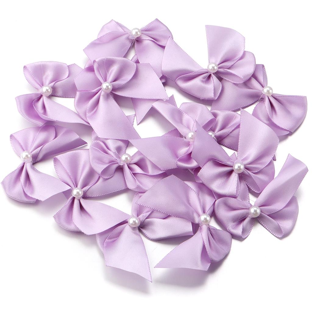 20pcs Polyester Satin Ribbon Bows 5.5x6cm Colorful Half Bead Hand Tied Bowknots For DIY Crafts Party Clothing Headwear Finding