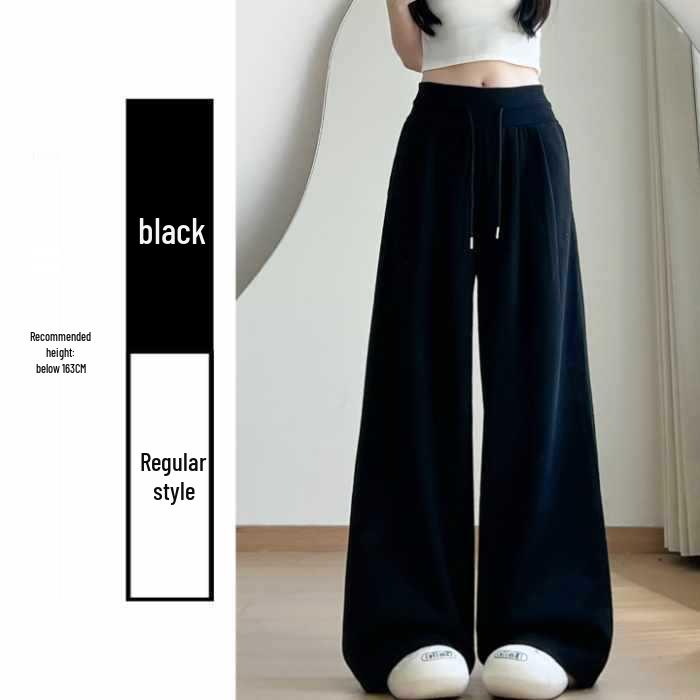 Women's Low Waist Retro Sweatpants: Loose, Slimming, Straight-Leg, Wide-Leg Design with Drawstring