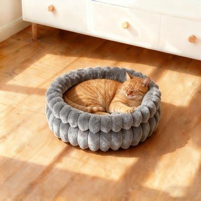 Dog Sleeping Mat Thicken Winter Cat Nest Round Warm Cat Sofa Bed Washable Plush Pet Mat Autumn Winter