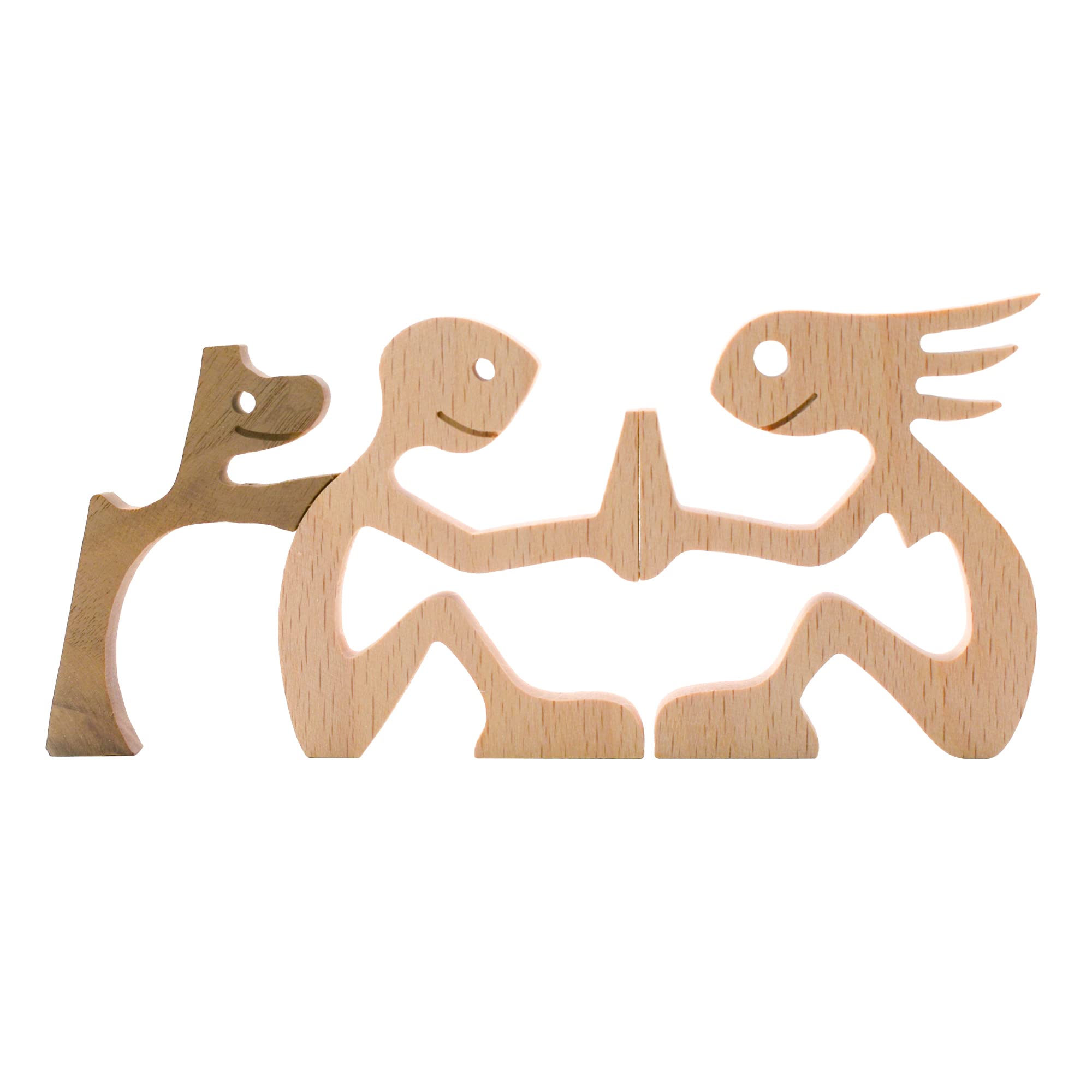 

Enkrio Puppy Wooden Family Wooden Craft Commemorative Cute Tabletop Decor Figurine for Women and Men and Sculpture, Hand-Carved Ornament, Gift, (Dog