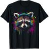 Raccoon Music Sluchátka Barevný Zvířecí Motiv Umění Raccoon Tričko