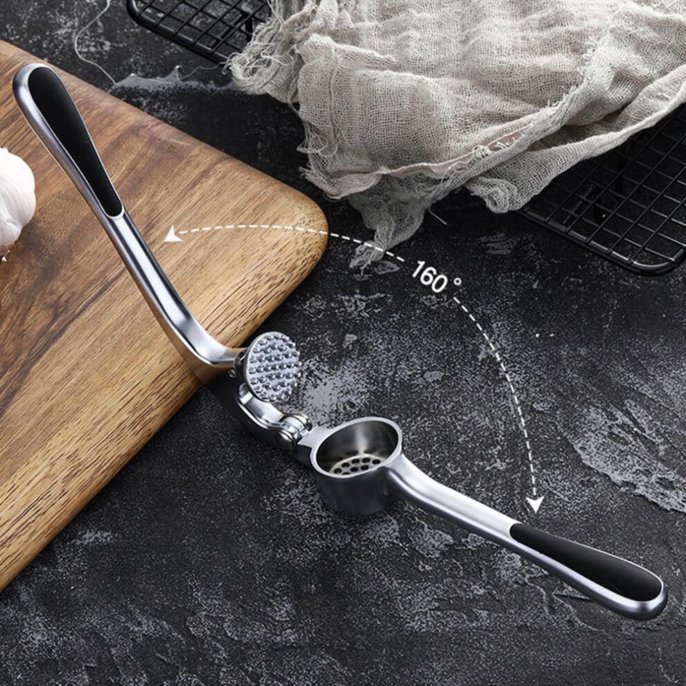 Zinc Alloy 304 Stainless Steel Garlic Press Manual Garlic Crusher Peel Garlic Cloves Mash Garlic Paste Crush Garlic