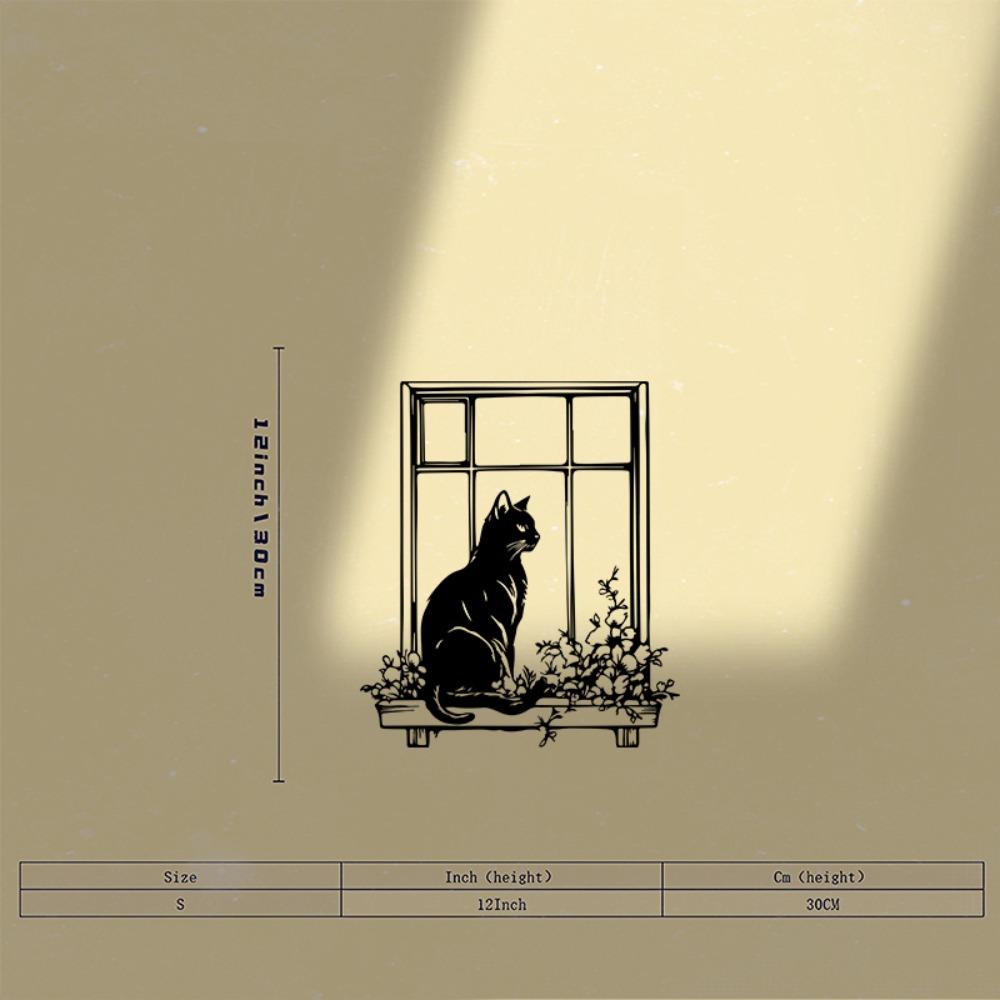 

1pc Black Cat Metal Wall Art Sculpture Powder Coated Mural for Bedroom Halloween Gift Cat Lover Size/S 30cm/12inch