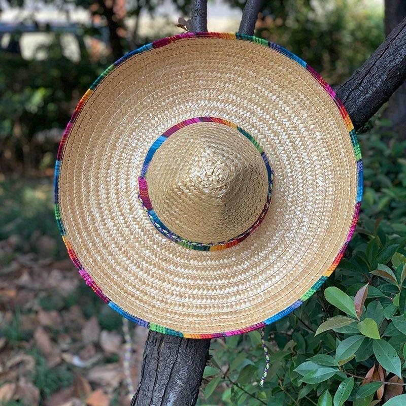 1pc Woven Straw Hat, Mexican Straw Hat, Pointed Hat, Straw Hat, Sun Hat, Party Handmade Hat, Ball Photography Hat