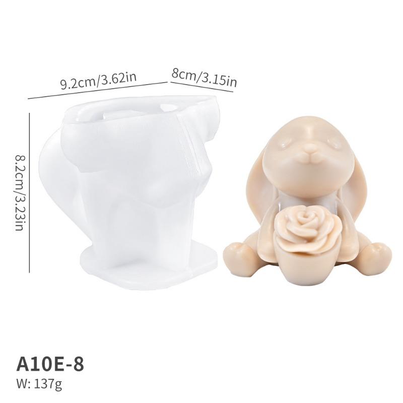 DIY Handmade Bear Candle Silicone Mold 3D Rose Love Rabbit Bears Plaster Crafts Resin Soap Mould Home Decoration Gift
