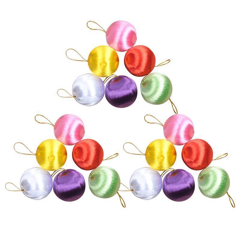 

30Pcs 4cm Silk Thread Balls Christmas Pendant Colorful Christmas Hanging Pendant Christmas Tree Hanging Balls (Random)