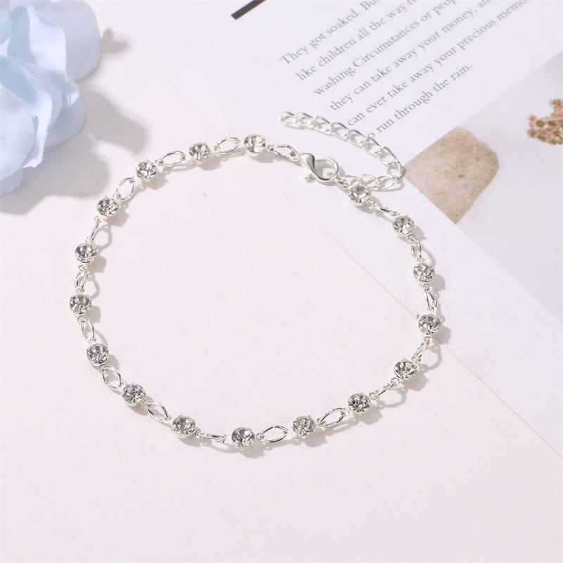 Double-Layer Shambhala Crystal Anklet: Women's Multi-Layer Alloy Beach Foot Jewelry