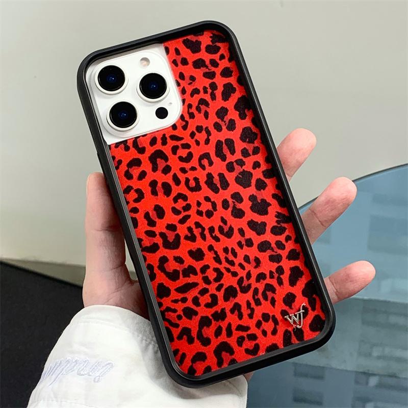 Wildflower Lila Moss Gift Leopard Red Anti-Fall Phone Case for iPhone 17 12 13 14 15 16 Pro Max Plus WF 3D Poker A Protect Cover