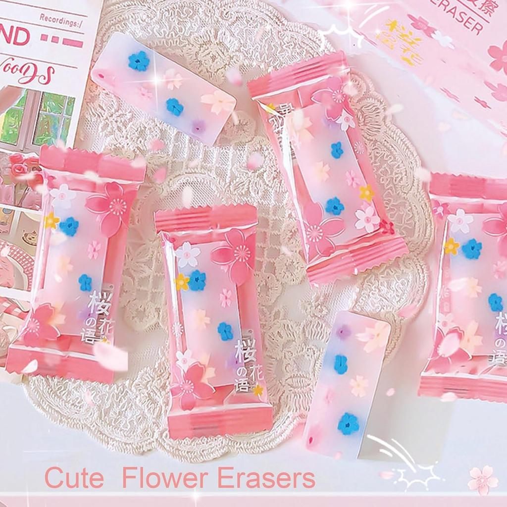 Cute Pink Mechanical Pencils with Refills and Erasers, 0.5mm Cute Mechanical Pencil Kawaii Flower Pencils for Students Women Girls Pencil Office