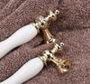 Fashion Ceramic Cabinet Handles Golden Kitchen Cupboard Door Handles Drawer Knobs European White Furniture Pulls