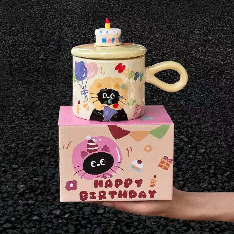 

Cute Cartoon Cat Ceramic Mug, Couple Water Cup, High-value Gift Box, Souvenir, Birthday Gift, Breakfast Cups