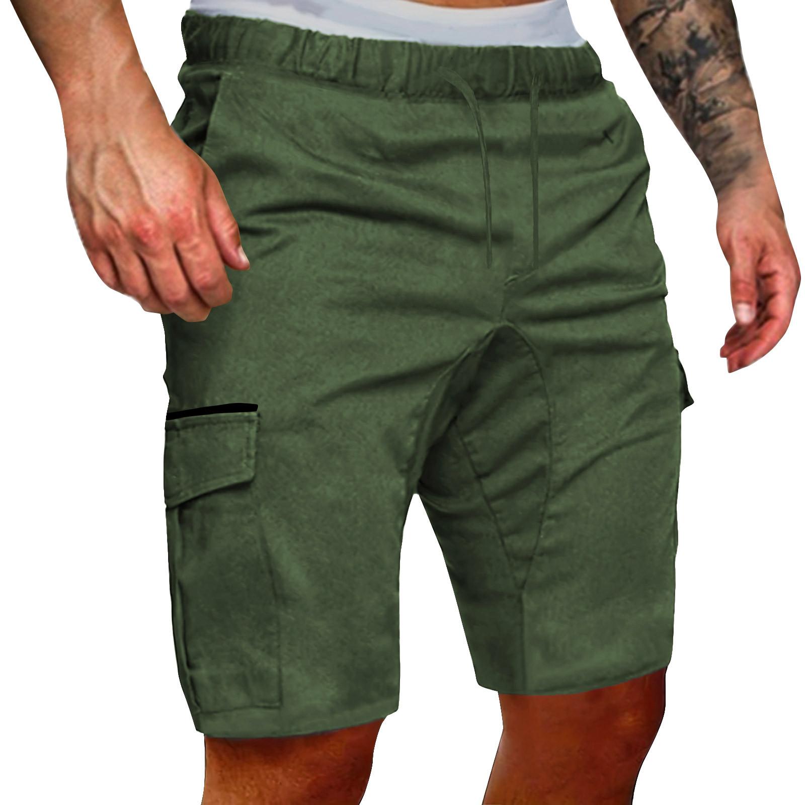 

Мужские летние повседневные на открытом воздухе повседневные комбинезоны с карманами в стиле пэчворк Спортивные шорты Брюки L армия зеленый