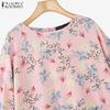 ZANZEA Blusa Estiva Casual da Donna a Girocollo a Maniche 3/4 Ampia con Stampa