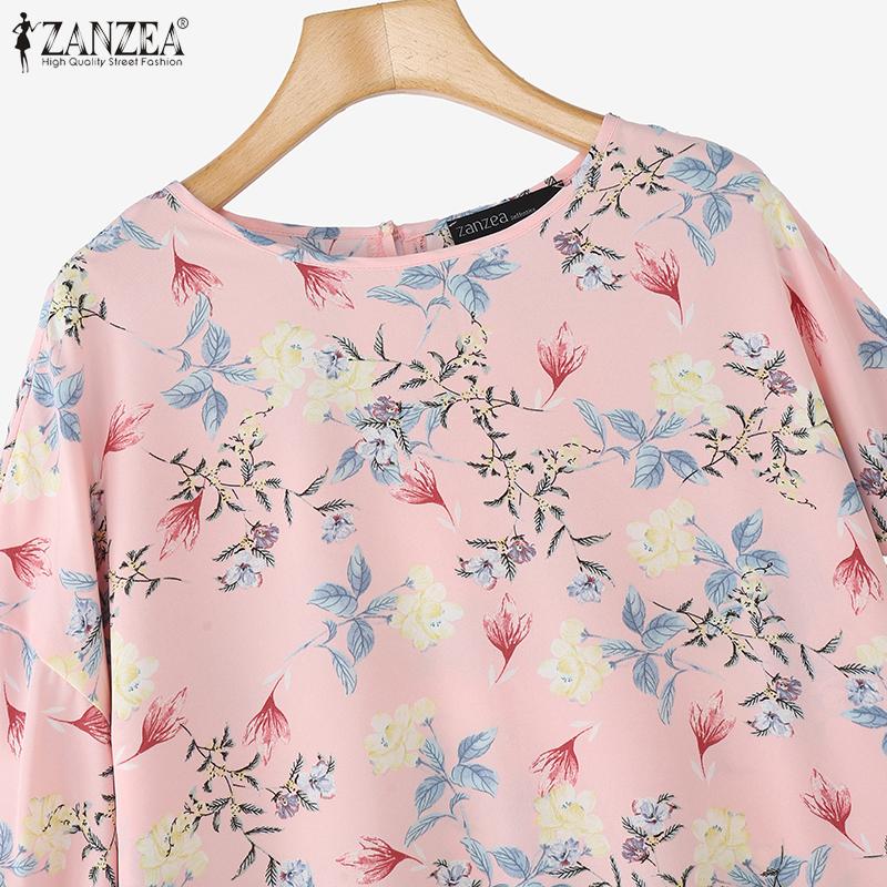 ZANZEA Blusa Estiva Casual da Donna a Girocollo a Maniche 3/4 Ampia con Stampa