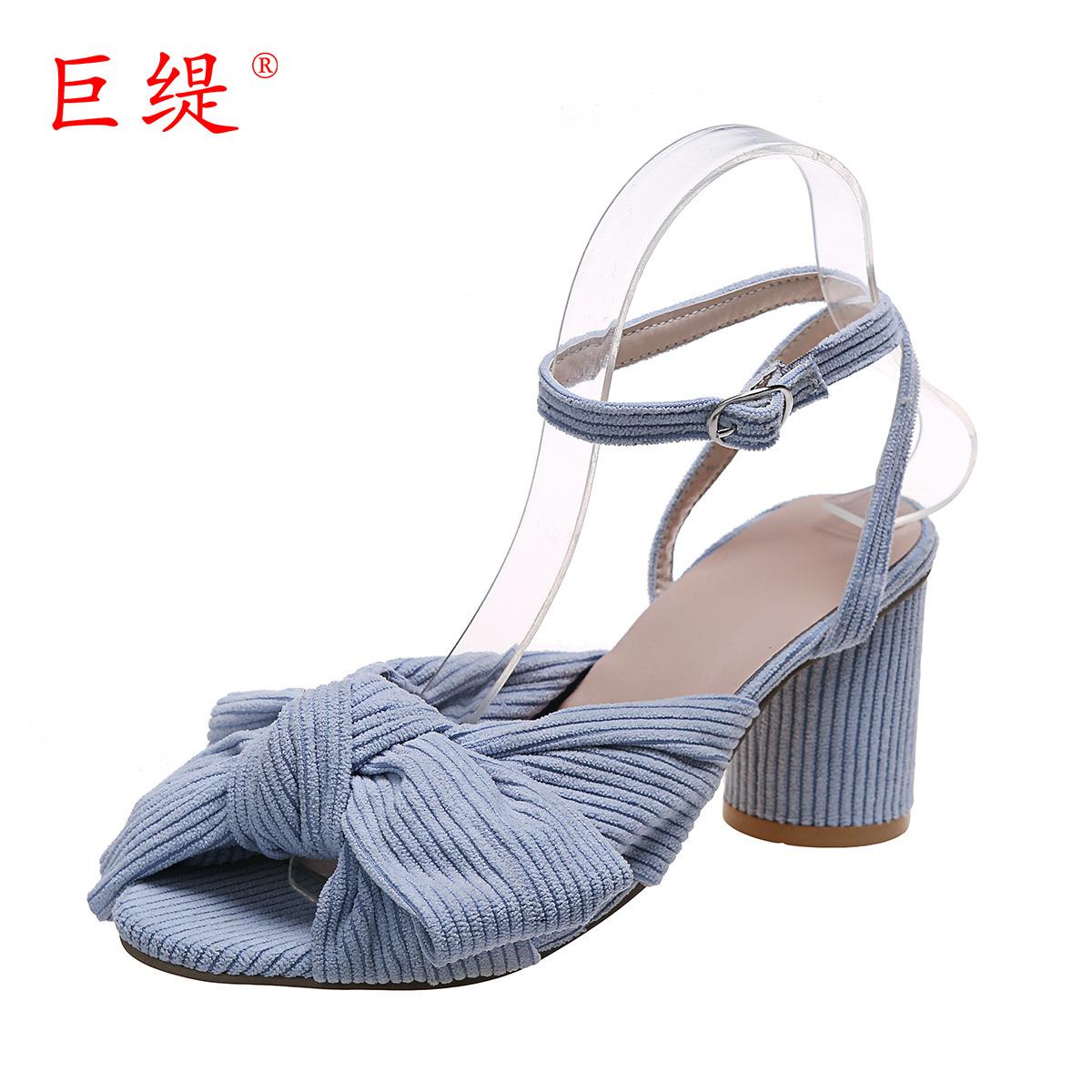 

Гигантский Ти 2025 летний бант, босоножки на толстом каблуке, желаю внешней торговли, женские туфли на высоком каблуке большого размера 43 светло-синий