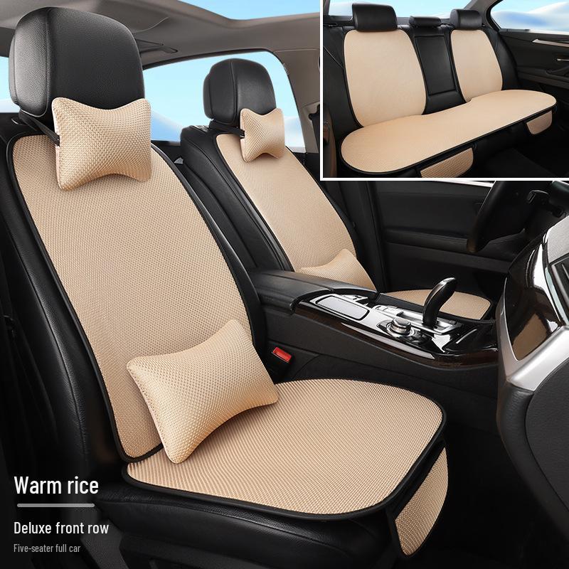 Set di cuscini per seggiolino auto: Seta di Ghiaccio, Antiscivolo, Traspirante, Sette Pezzi, Universale per Tutte le Stagioni.