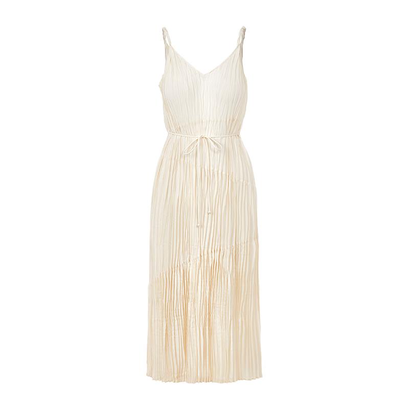 

Textured Pleated V-neck Slip Dress EU 39