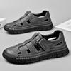 Fashion Summer Men Genuine Leather Outdoors Sandals Casual Leather Hollow Soft Bottom Breathable Soft Sole Shoes Classic Fashion Sandals