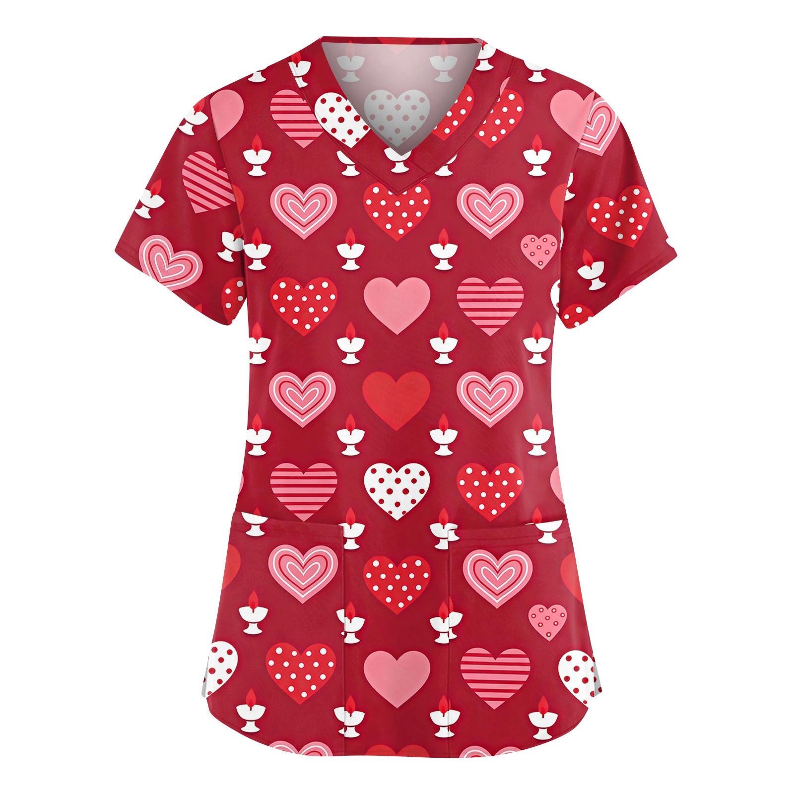 

Женский модный рабочий топ с V-образным вырезом, принтом, короткими рукавами, карманом, боковым разрезом, базовый пуловер XXXXL