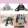 Cute Ins Style Transparent Baji Grid Backpack With Arcshaped Shoulder Straps For School And Casual