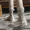 Mid -Calf Hollow Mesh Boots Women  Summer Belt Buckle Flat Sandal Boot Ladies Fashion Breathable Shoes Botas De Mujer