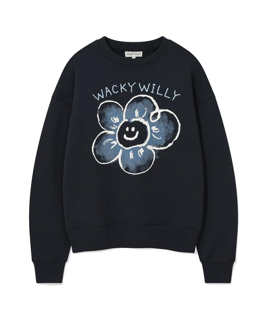 WACKY WILLY [25Fw] Women'S Big Lily Graphic Sweatshirt Navy