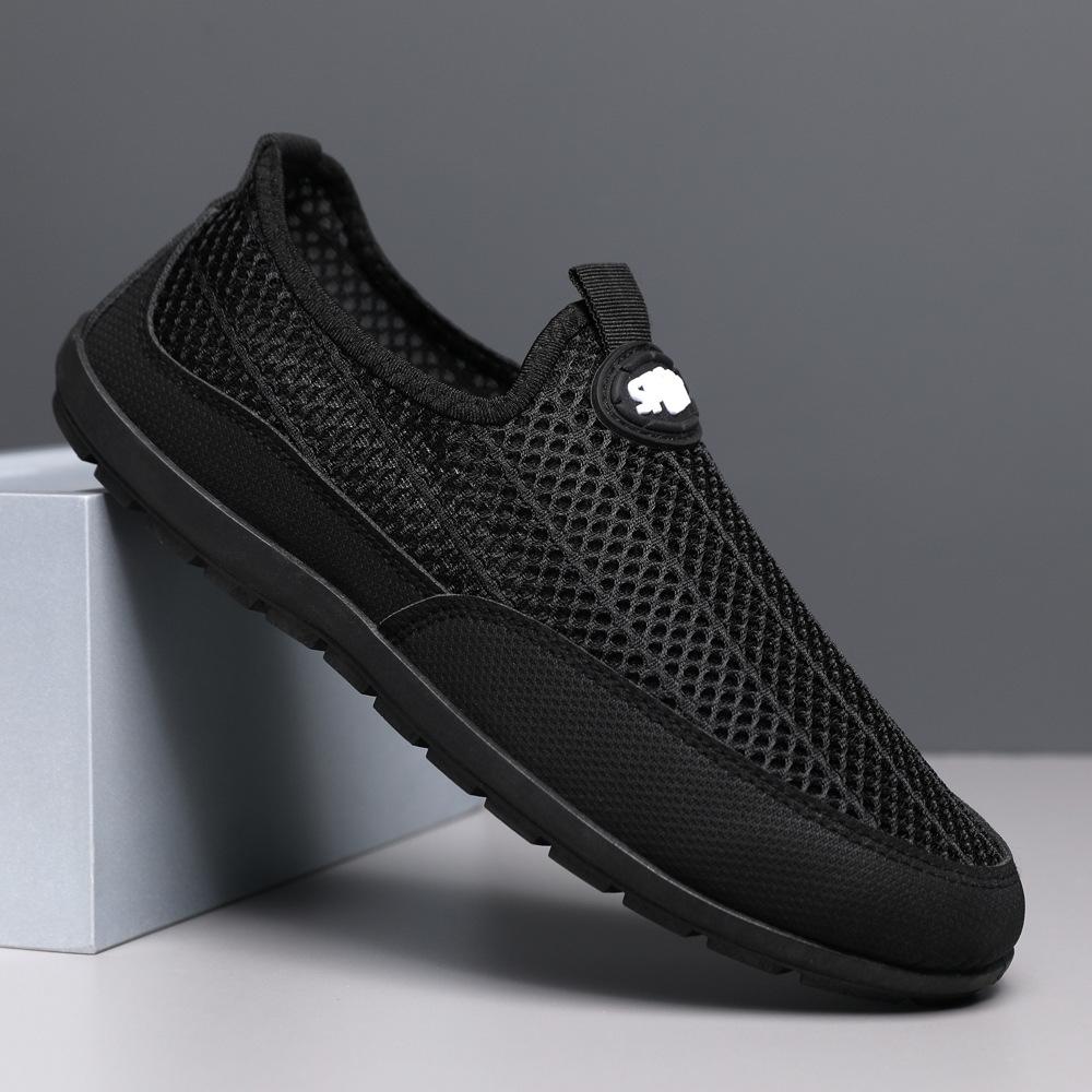 

Men s net shoes lazy one pedal hollow breathable Doudou shoes mesh thin casual shoes men s large size trendy shoes 44