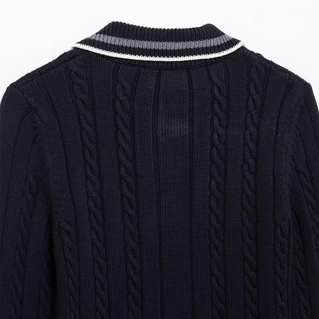 Spring 2025 Women's Slim POLO Collar Long-Sleeve Knitted Sweater