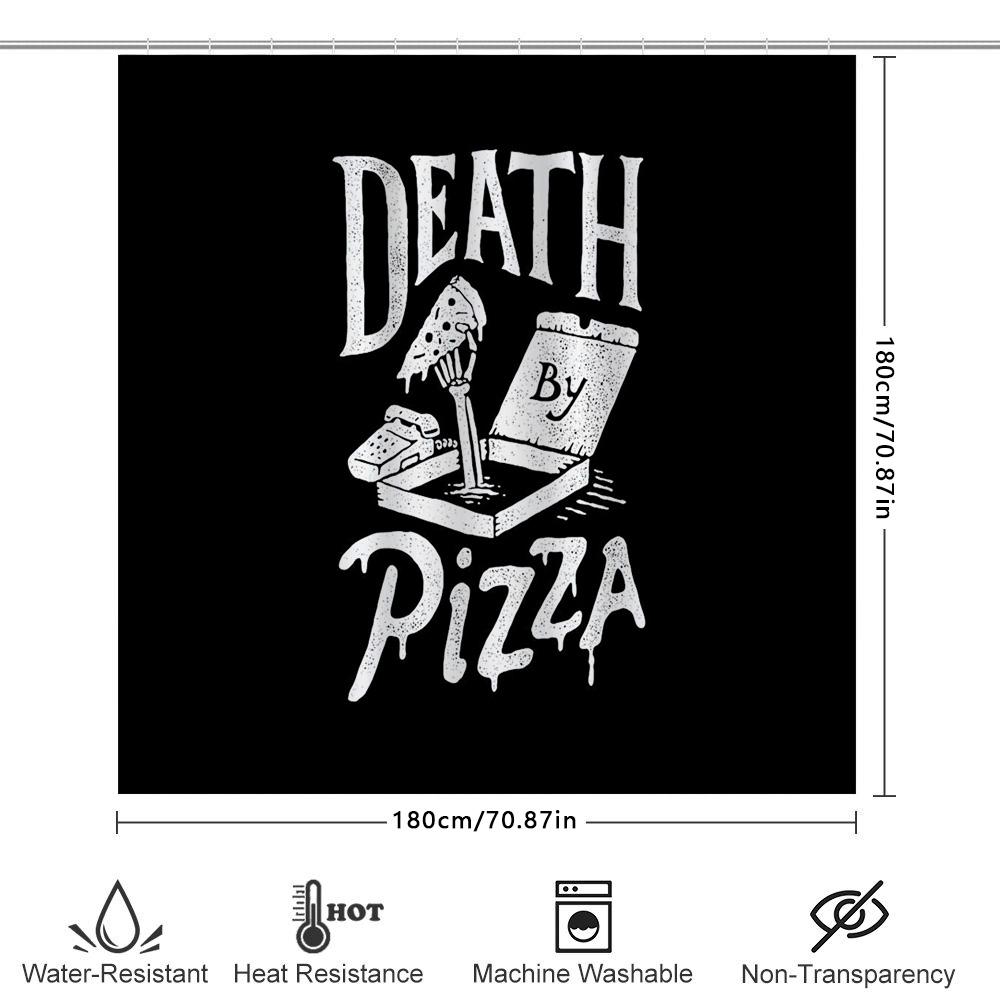 Spooky Pizza Horror Shower Curtain Gothic Creepy Food Art Bathroom Decor Halloween Gift Unique Design Home Textile