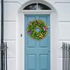 Handcrafted Artificial Eucalyptus Wreath with Butterfly Flower Faux Leaf Plastic Wreath for Farmhouse Party Holiday Home Wall