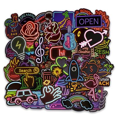 50 Stück niedliche Aufkleber im Neon-Stil für Koffer, Computer, Gitarre, Gekritzel