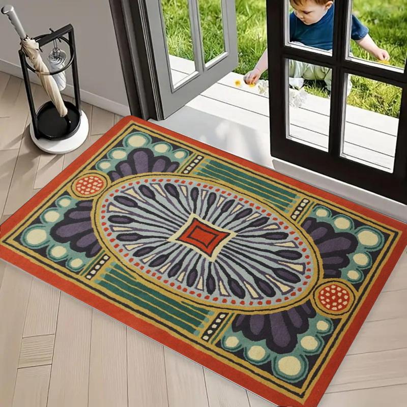 

Bohemian Ethnic Air Cushion Geometric Totem Printed Carpet Living Room Bedroom Decoration Carpet 40cm x 60cm
