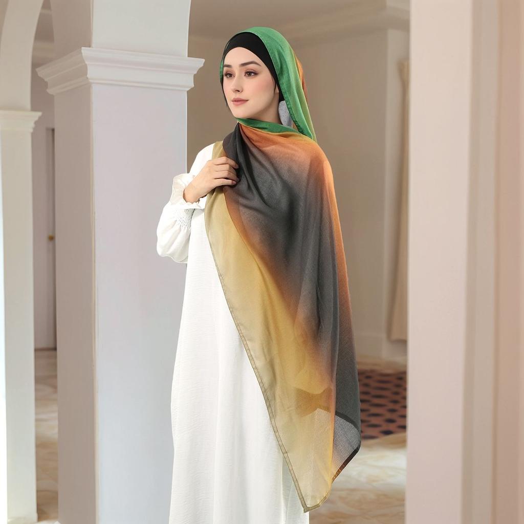 Fashion Muslim Cotton Linen Hijab Scarf Watercolor Printed Shawls For Women Scarf Bandana Headband Foulard Scarves Islam Turban