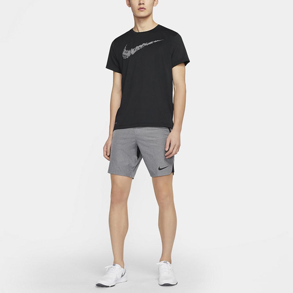 Nike Striped Logo Print Training Sports Short Sleeve T-Shirt Men Tops Black DD1622-010