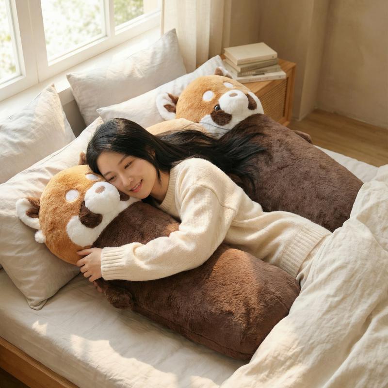 1.2/1.6M Giant Size Long Raccoon Plush Toys Stuffed Animals Throw Pillow Cute Red Panda Plushie Toy Gift For Kids Xmas Present