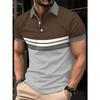 2026 Summer Men's Polo Shirt with Stripes Print Breathable Lightweight Casual Fashionable Outdoor Men's Clothing