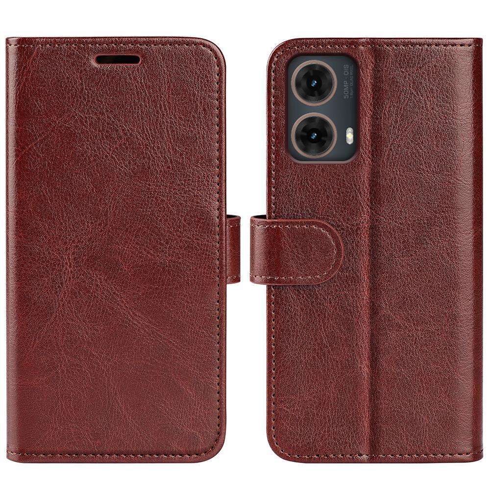 

For Motorola Moto G85 5G/S50 Neo 5G Stand Case Crazy Horse Texture Leather Wallet Phone Cover Brown