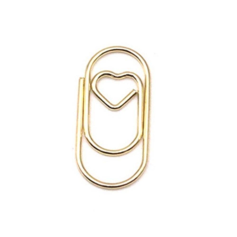 

100 шт. зажим для бумаги в форме сердца держатель для скрепок Love Clips новые скрепки для офиса и школы аксессуары Gold